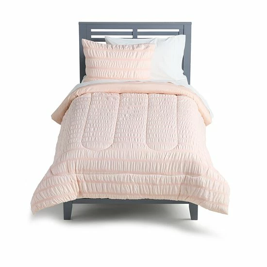 The Big One Kids™ Pearl Blush Solid Seersucker Reversible Comforter Set With Shams
