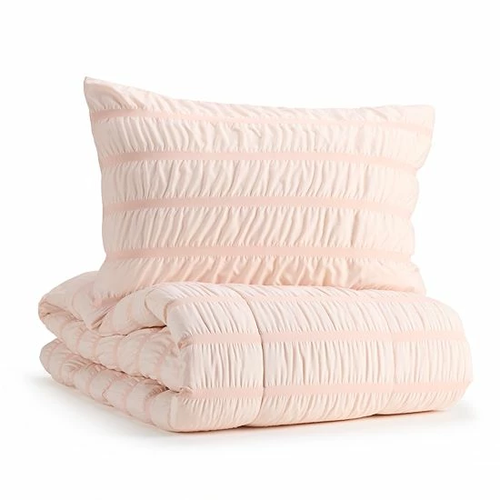 The Big One Kids™ Pearl Blush Solid Seersucker Reversible Comforter Set With Shams - Image 3