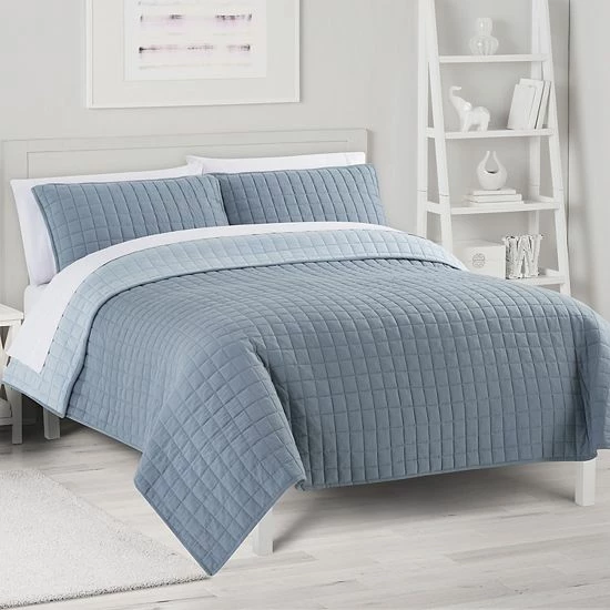 The Big One® Garment Washed Quilt Set With Shams Blue - Image 3