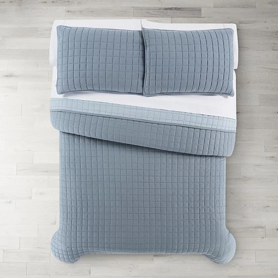 The Big One® Garment Washed Quilt Set With Shams Blue - Image 4