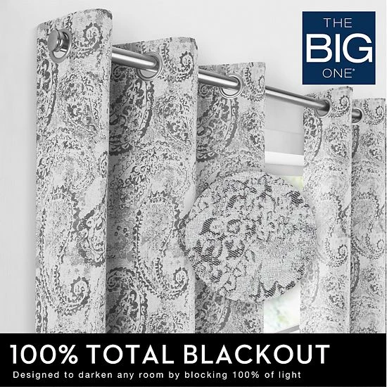 The Big One® Paisley Jacquard 100% Blackout 2-pack Window Curtain - Image 3