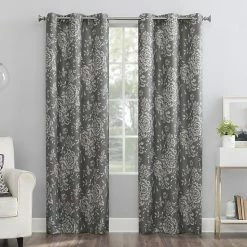 The Big One® 2-pack Dabney Floral Grommet Decorative Window Curtain Set Gray