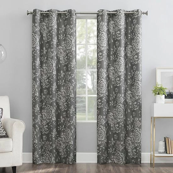 The Big One® 2-pack Dabney Floral Grommet Decorative Window Curtain Set Gray