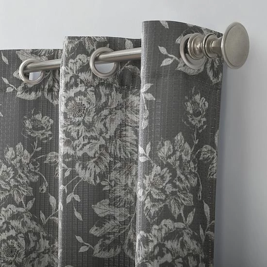 The Big One® 2-pack Dabney Floral Grommet Decorative Window Curtain Set Gray - Image 2
