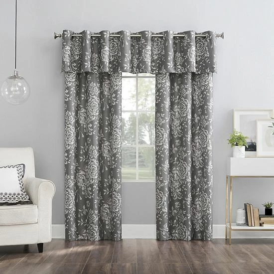 The Big One® 2-pack Dabney Floral Grommet Decorative Window Curtain Set Gray - Image 4