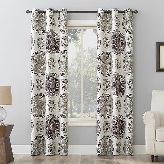 The Big One® Kentifield Medallion Print Room Darkening 2-pack Window Curtain Set Ecru