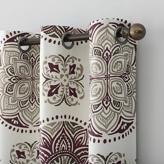 The Big One® Kentifield Medallion Print Room Darkening 2-pack Window Curtain Set Ecru - Image 2