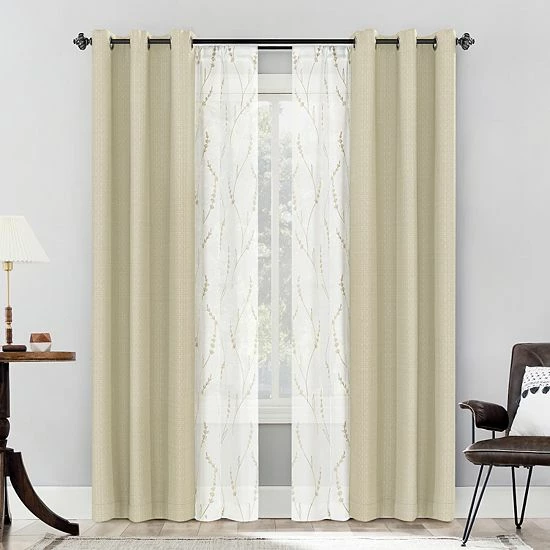 The Big One® Calia 4-Piece Window Curtain Set Tan Taupe - Image 6