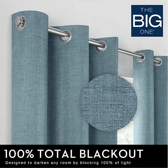 The Big One® Solid Chambray 100% Blackout 2-pack Window Curtain White Chambray - Image 3
