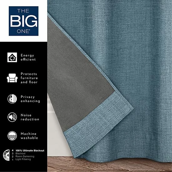 The Big One® Solid Chambray 100% Blackout 2-pack Window Curtain White Chambray - Image 4