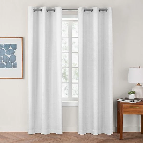 The Big One® Solid Chambray 100% Blackout 2-pack Window Curtain White Chambray - Image 6