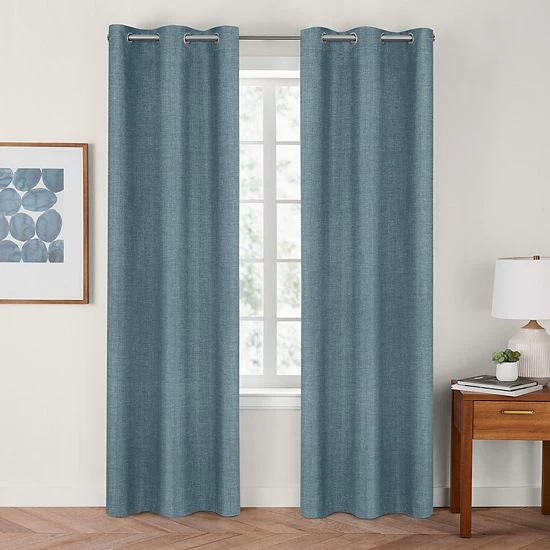 The Big One® Solid Chambray 100% Blackout 2-pack Window Curtain White Chambray - Image 7
