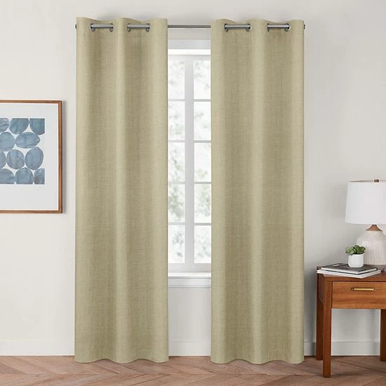 The Big One® Solid Chambray 100% Blackout 2-pack Window Curtain White Chambray - Image 8