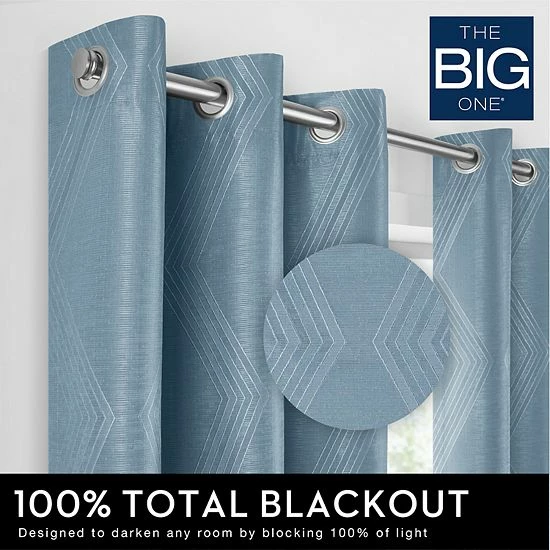 The Big One® Malta Jacquard 100% Blackout 2-pack Window Curtain Linen Malta - Image 2