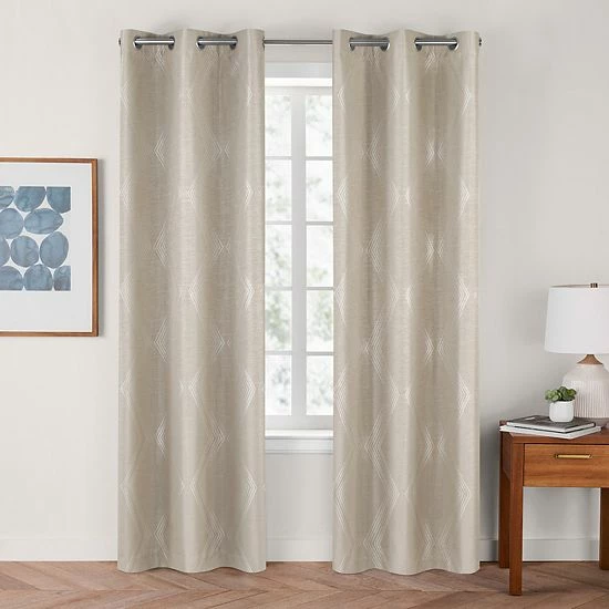 The Big One® Malta Jacquard 100% Blackout 2-pack Window Curtain Linen Malta - Image 6