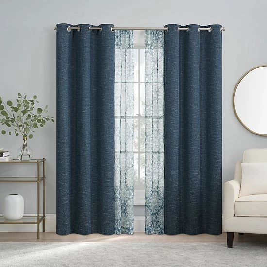 The Big One® Blackout Daxton With Gemology Sheer 4-pack Of Window Curtain Panels