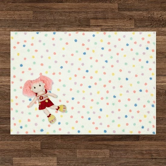 The Big One Kids™ Shag Dot Washable Throw And Area Rug Cream - Image 2