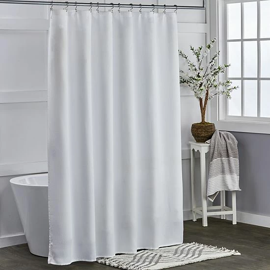 The Big One® Solid Woven Shower Curtain White - Image 2