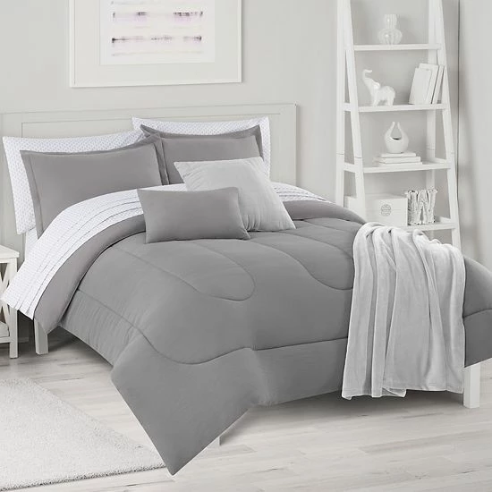 The Big One® Extra Soft Reversible Comforter Set With Sheets, Throw & Decorative Pillows Ivory - Image 7