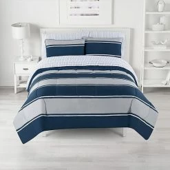The Big One® Judd Navy Stripe Plush Reversible Comforter Set With Sheets