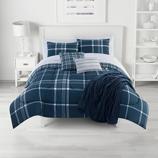 The Big One® Tim Plaid Reversible Comforter Set With Sheets, Throw & Decorative Pillows