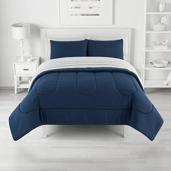 The Big One® Navy Plush Reversible Comforter Set With Sheets