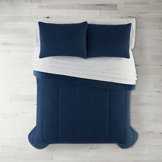The Big One® Navy Plush Reversible Comforter Set With Sheets - Image 2