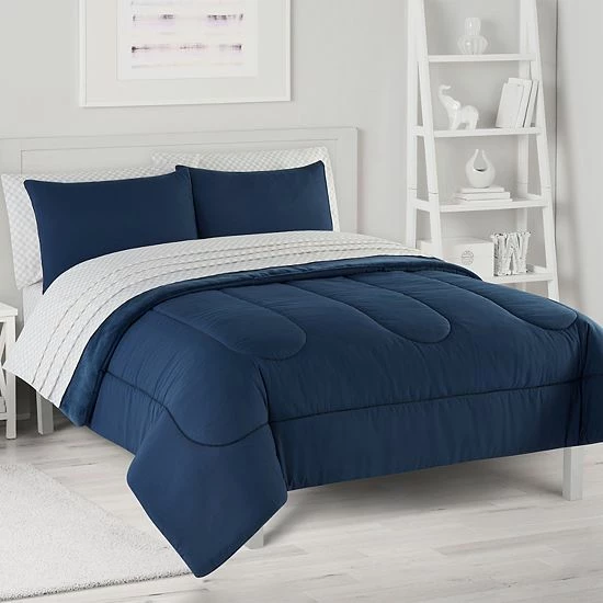 The Big One® Navy Plush Reversible Comforter Set With Sheets - Image 6