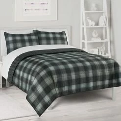 The Big One® Reversible Stripes + Plaids Quilt Set With Shams Gray Max Stripe